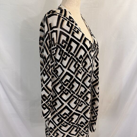 Chico’s Neutral Geometric Sweater Set Tank Size 0 SMALL V-Neck Top Career - Picture 4 of 8
